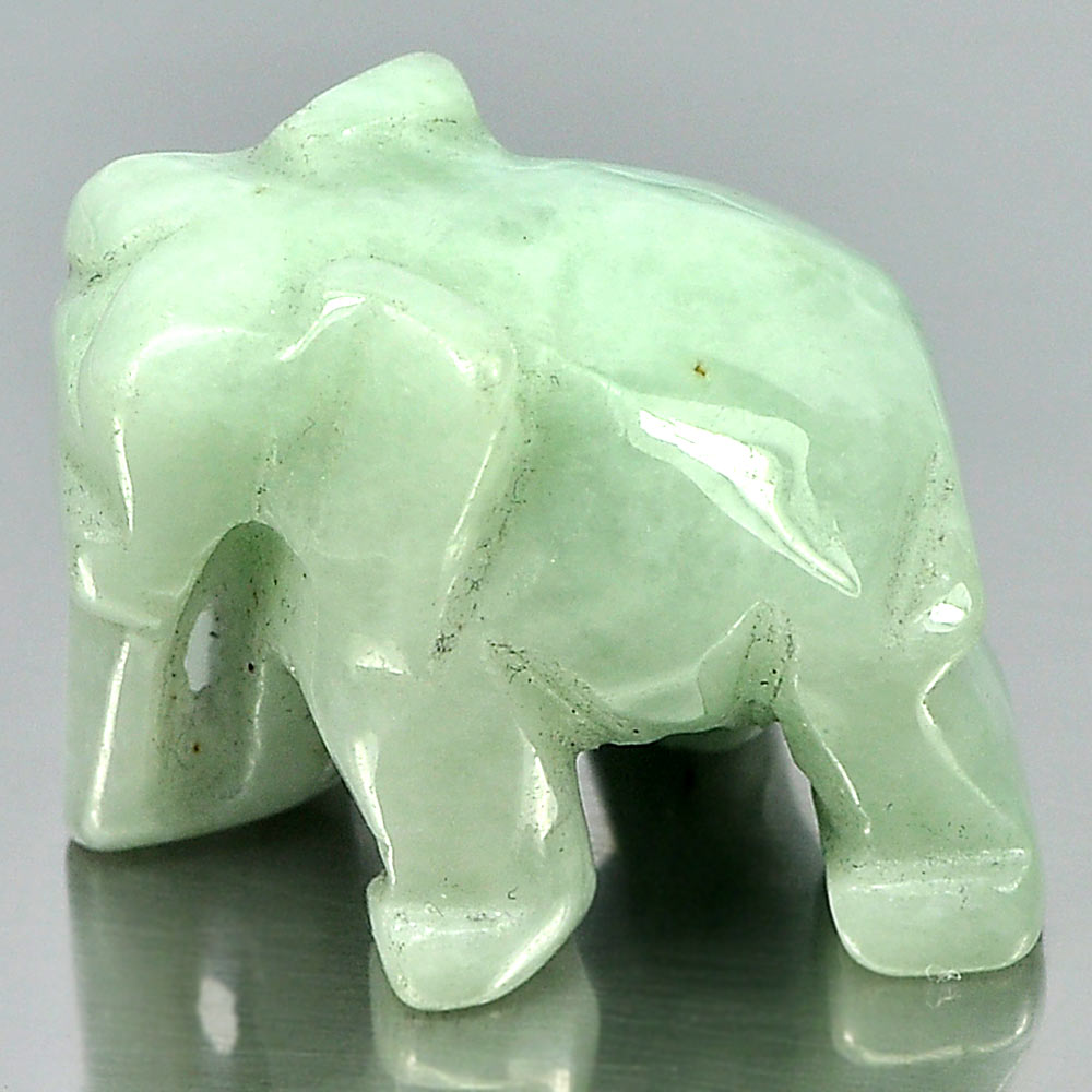 Green White Jade Elephant Carving 24 x 18 x 16 Mm. 59.50 Ct. Natural Gemstone