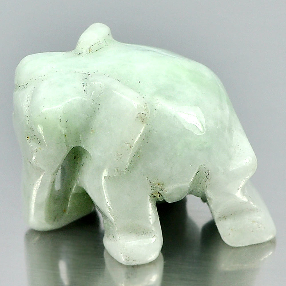 Green White Jade Elephant Carving 62.52 Ct. Natural Gemstone Unheated