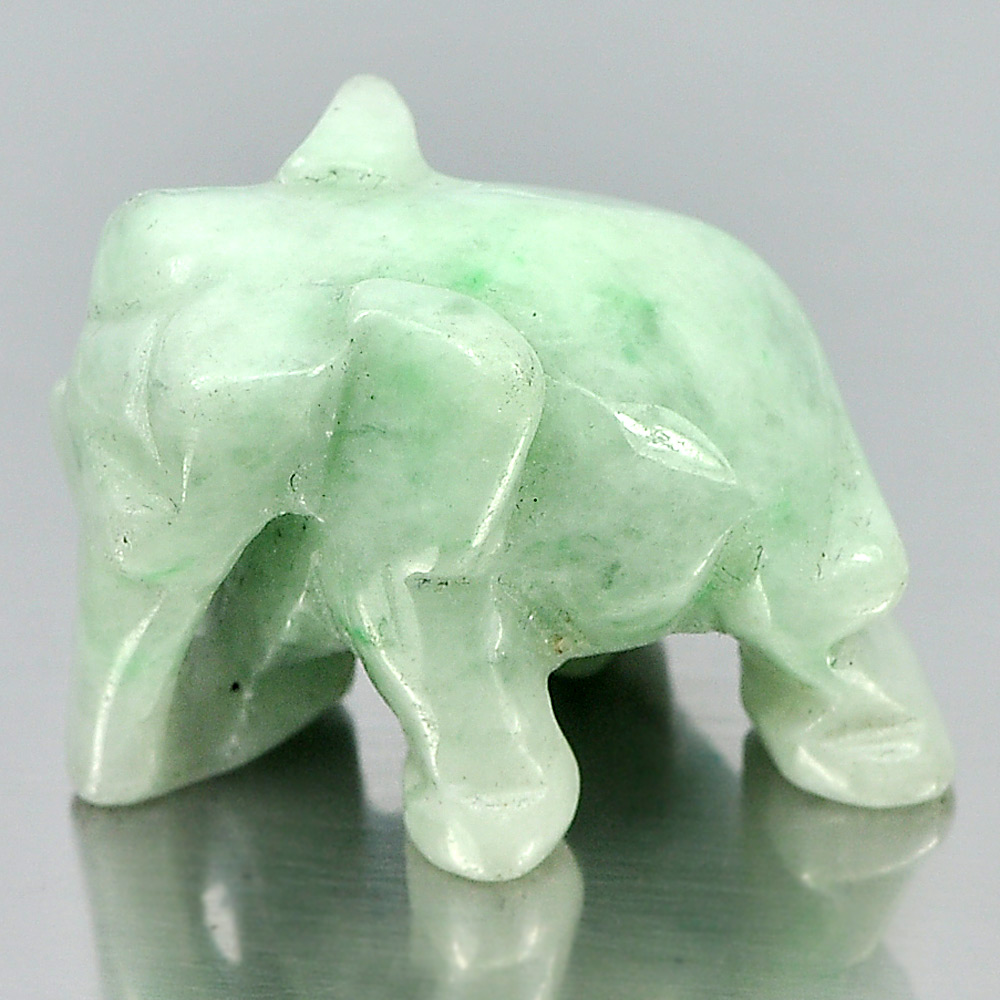 Green White Jade Elephant Carving 54.72 Ct. 25 x 18 Mm.Natural Gemstone Unheated