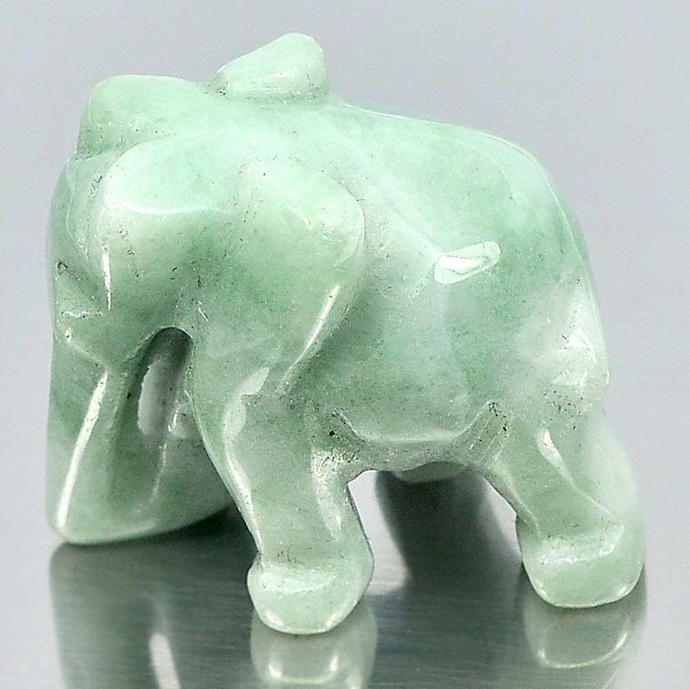 Green White Jade Elephant Carving 55.17 Ct. 24 x 20 Mm.Natural Gemstone Unheated