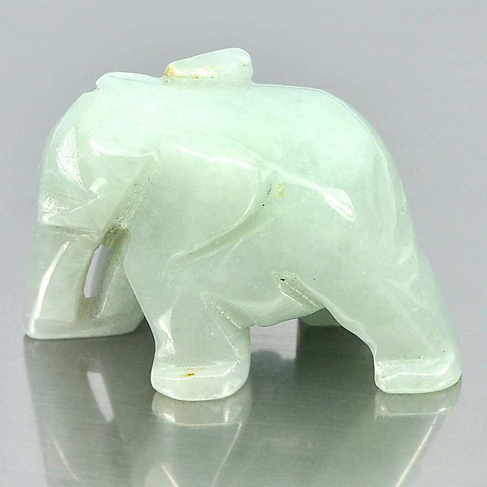 Green White Jade Elephant Carving 29 x 19 x 15 Mm. 68.70 Ct. Natural Gemstone