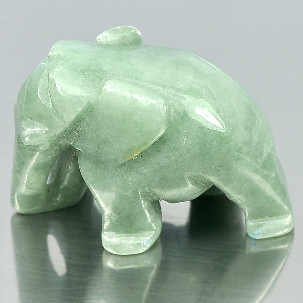 Green Jade Elephant Carving 63.98 Ct. Natural Gemstone Unheated