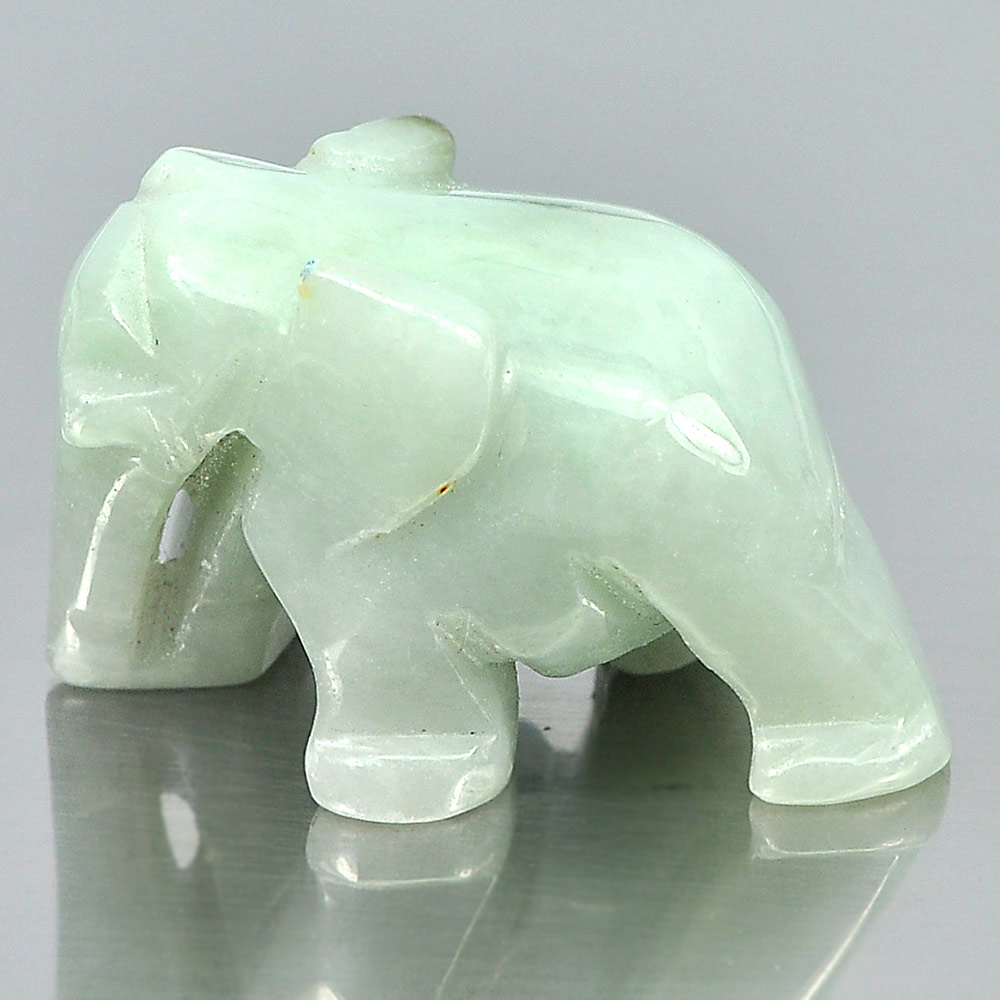 Green White Jade Elephant Carving 73.21 Ct. Natural Gemstone Unheated