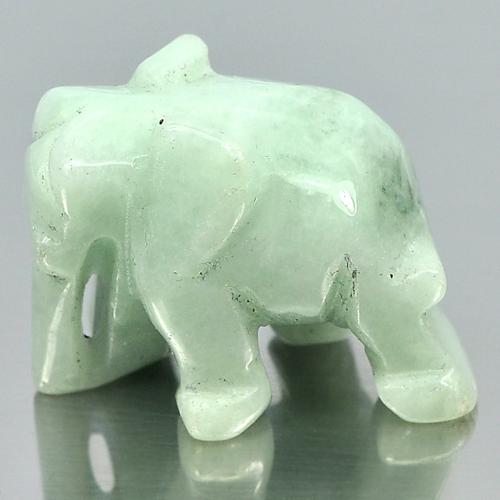 Green White Jade Elephant Carving 57.69 Ct. Natural Gemstone Unheated