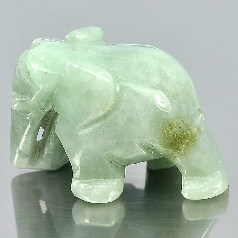 Green White Jade Elephant Carving 70.47 Ct. Natural Gemstone Unheated