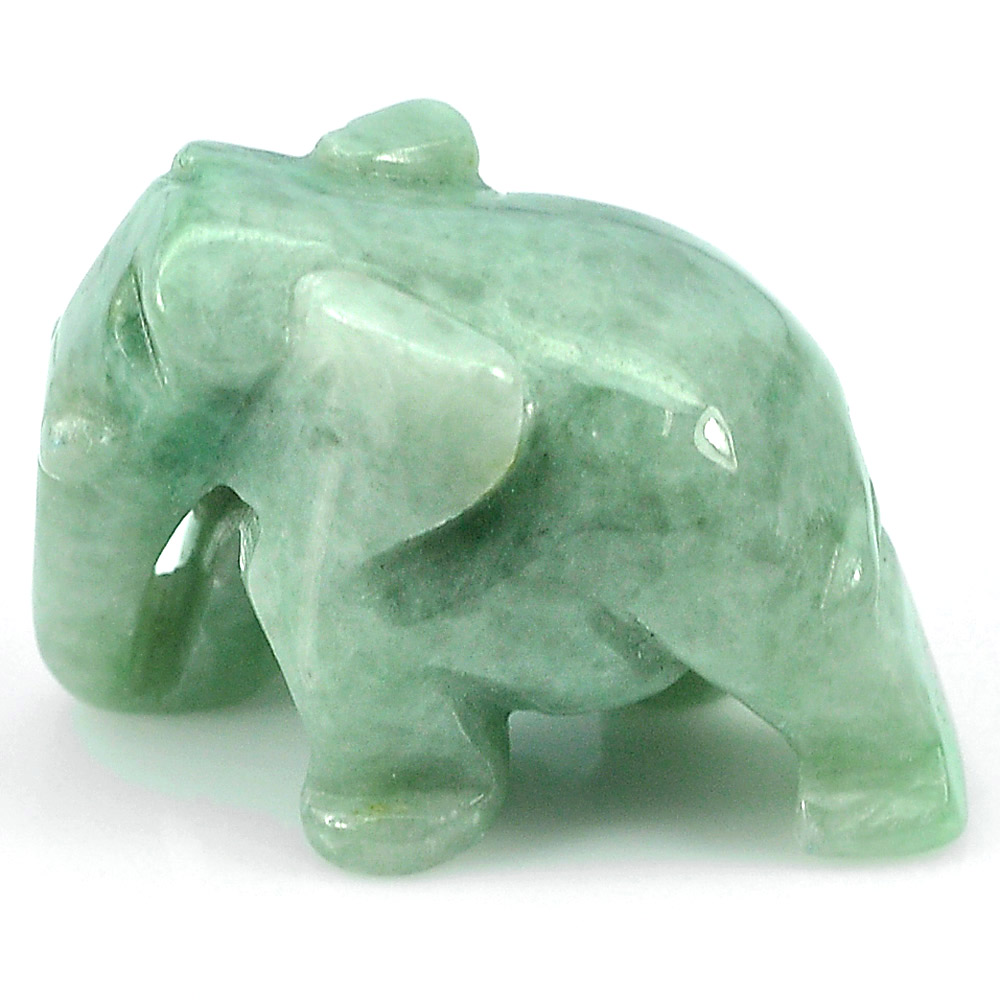 Green Jade Elephant Carving 71.11 Ct. 29 x 20 Mm. Natural Gemstone Unheated