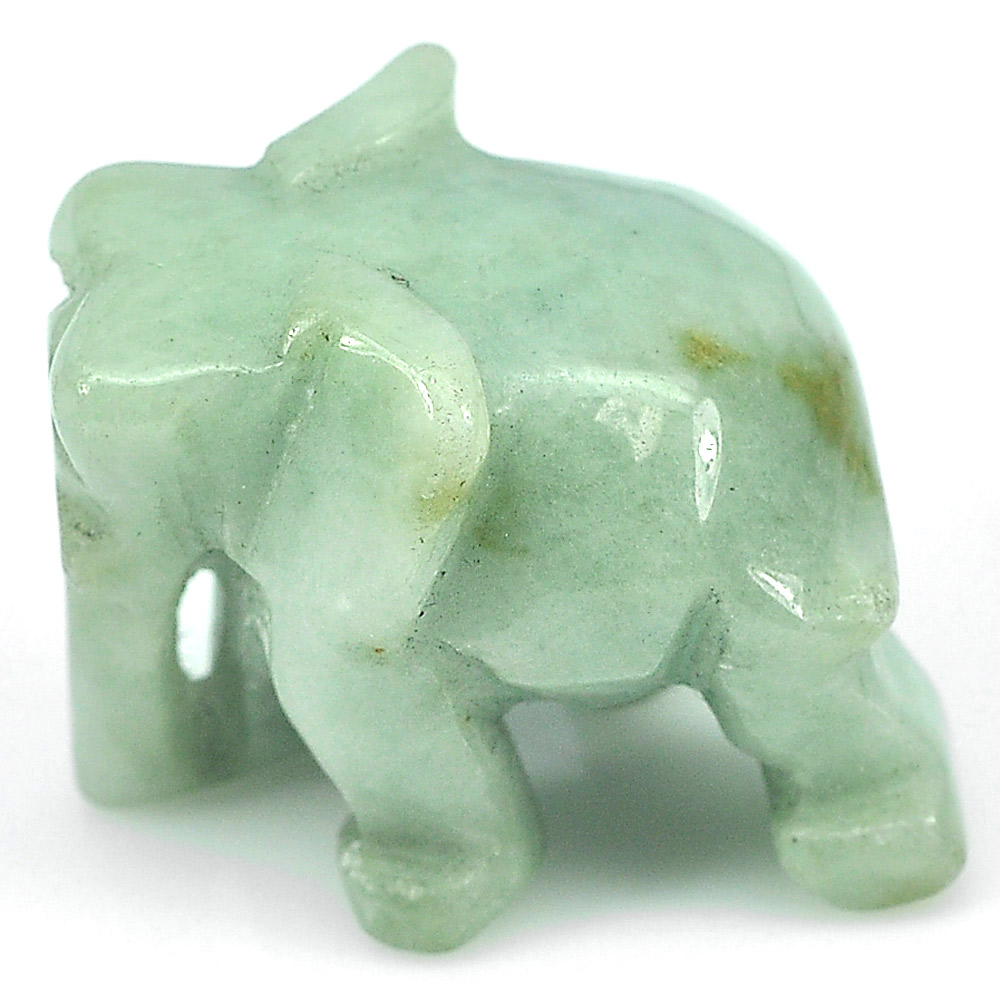 Green Jade Elephant Carving 59.77 Ct. 24 x 19 Mm. Natural Gemstone Unheated