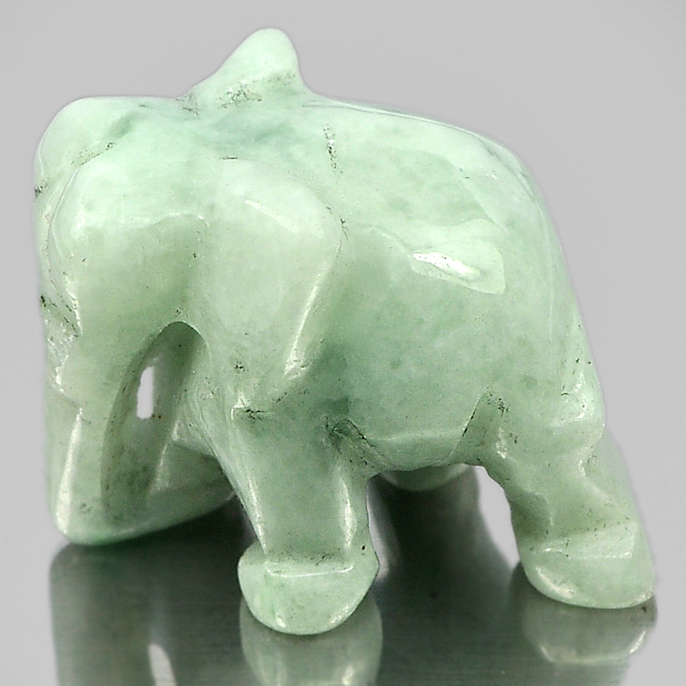 Green White Jade Elephant Carving 61.68 Ct. Natural Gemstone Unheated