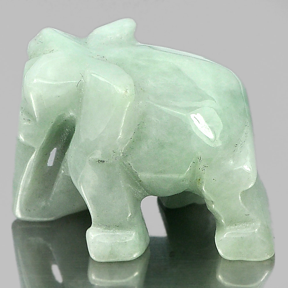Green White Jade Elephant Carving 54.17 Ct. 24 x 18 Mm.Natural Gemstone Unheated