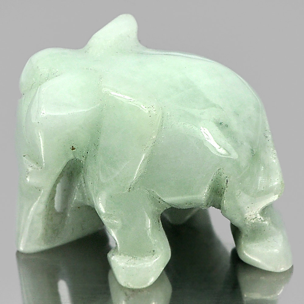 Green White Jade Elephant Carving 61.21 Ct.23 x 18 Mm. Unheated Natural Gemstone