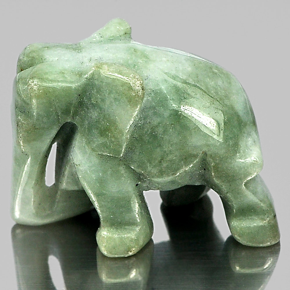 Green White Jade Elephant Carving 50.41 Ct. Natural Gemstone Unheated