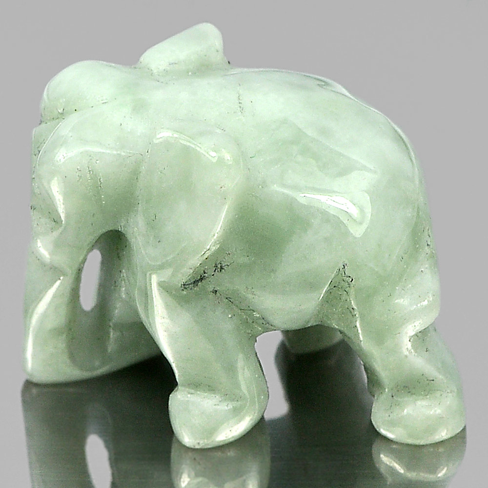 Green White Jade Elephant Carving 59.01 Ct. Unheated Natural Gemstone