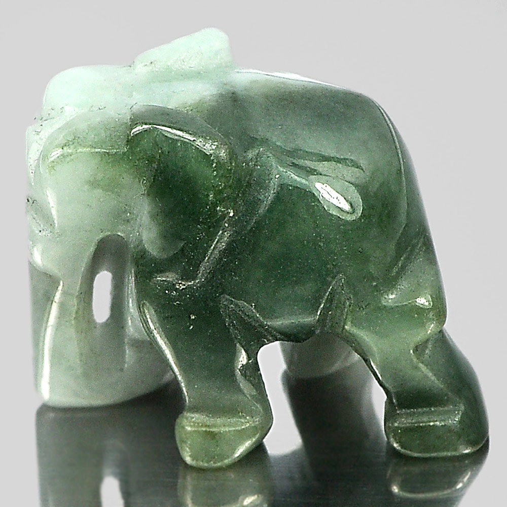 Green White Jade Elephant Carving 48.99 Ct. Natural Gemstone Unheated