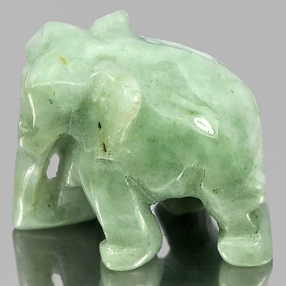Green Jade Elephant Carving 64.55 Ct. 24 x 20 Mm. Natural Gemstone Unheated