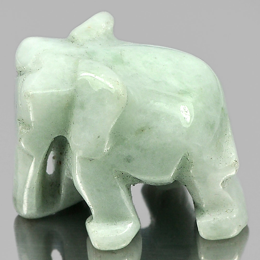 Green White Jade Elephant Carving 65.20 Ct. Natural Gemstone Unheated