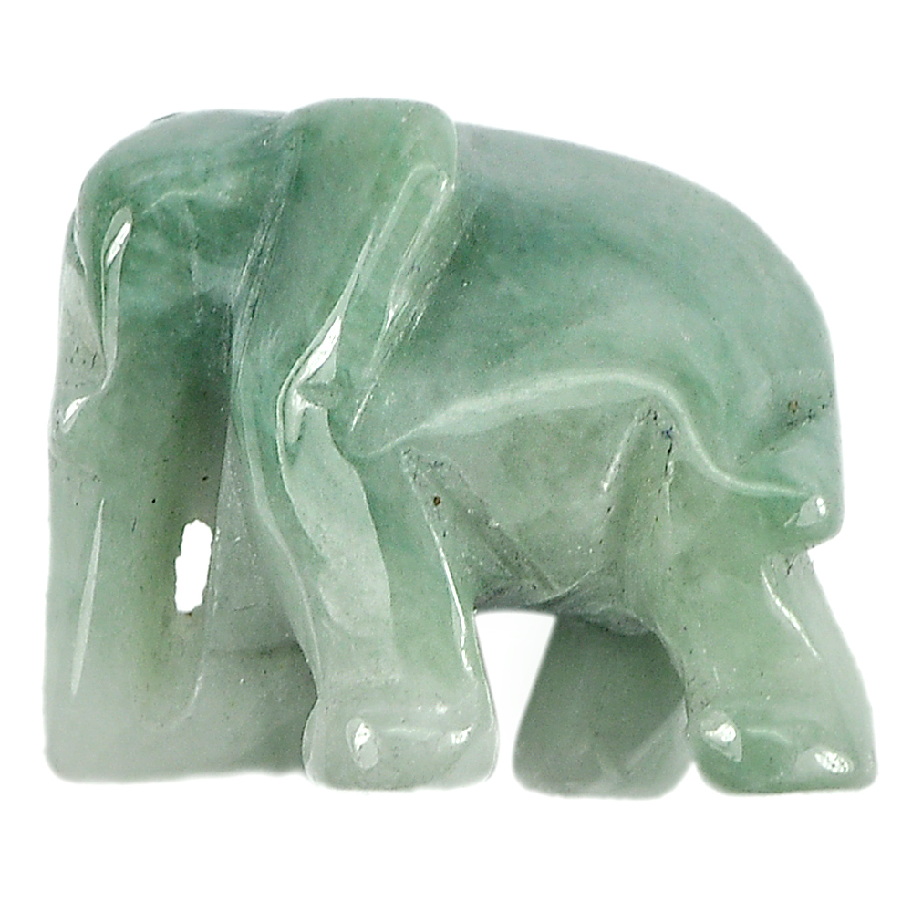 Unheated 57.66 Ct. Natural Gemstone Green Jade Elephant Carving From Thailand