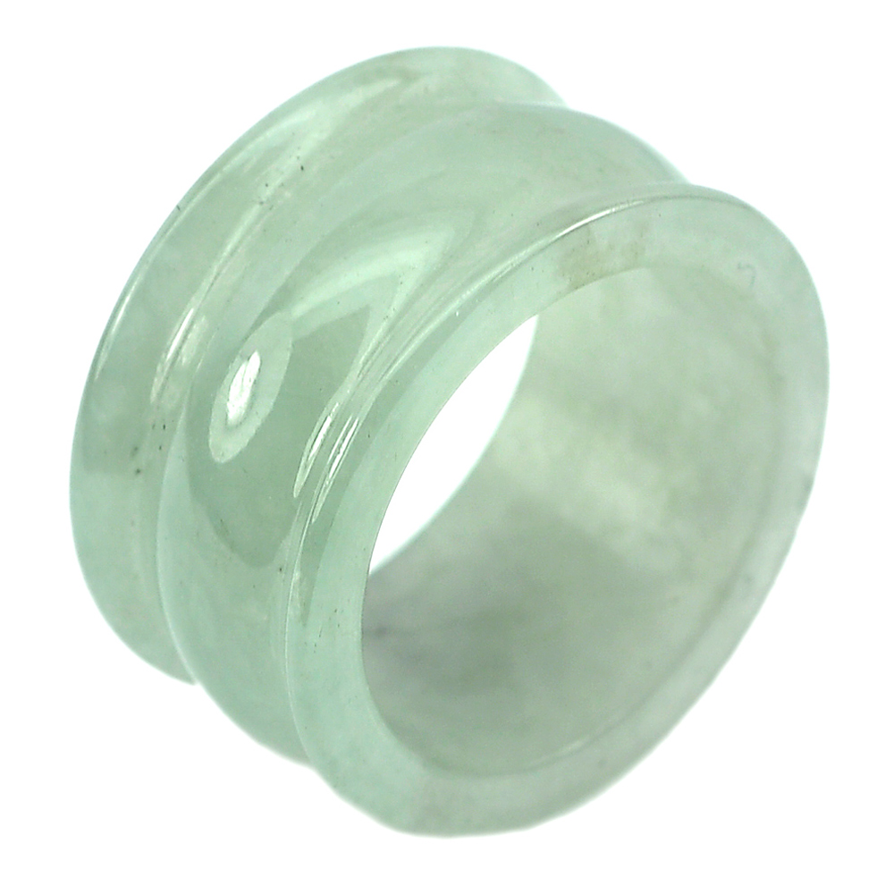 Unheated 37.76 Ct. Good Natural Gemstone Green Color Jade Ring Size 10