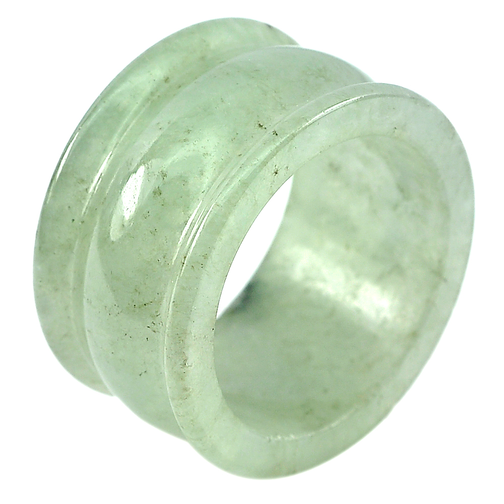 Unheated 42.40 Ct. Beautiful Gemstone Natural Green White Jade Ring Size 10