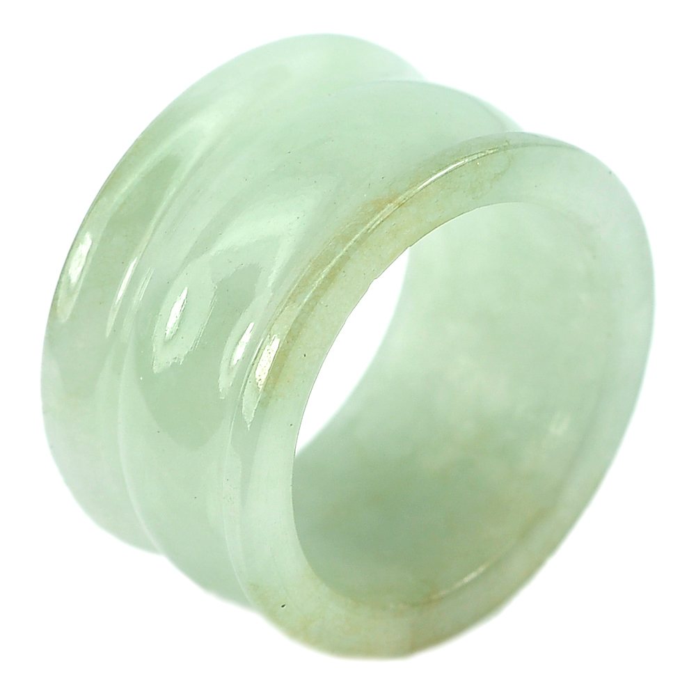Unheated 43.80 Ct. Beautiful Natural Gemstone Green White Jade Ring Size 10