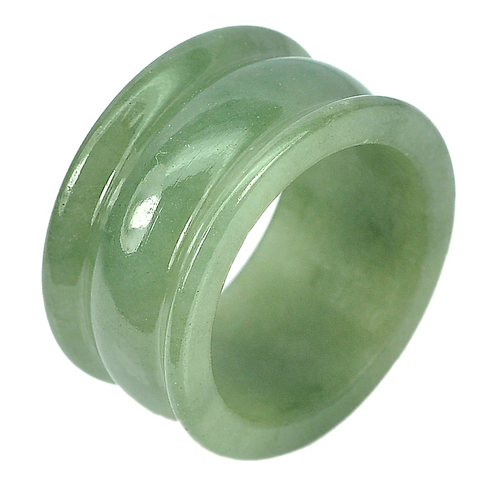 Unheated 39.16 Ct. Natural Gemstone Green Color Jade Ring Size 9.5 From Thailand