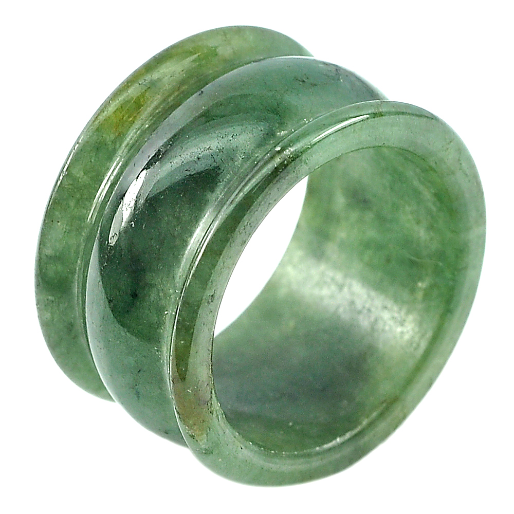 Unheated 37.28 Ct. Nice Natural Gemstone Green Color Jade Ring Size 10