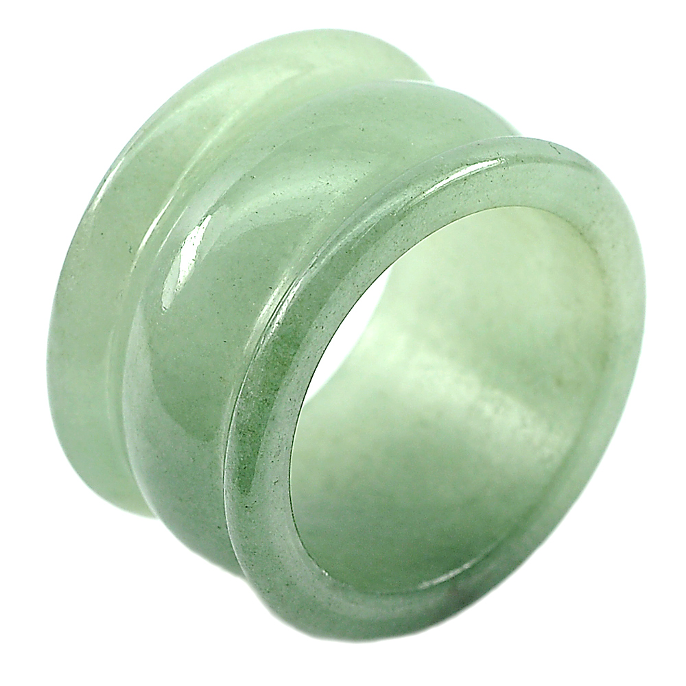Unheated 42.91 Ct. Lovely Natural Gemstone Green White Color Jade Ring Size 10
