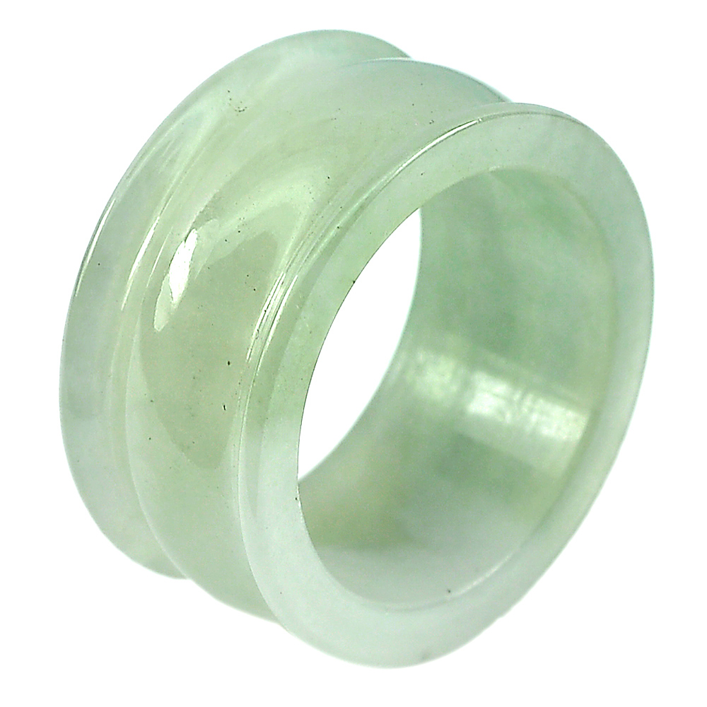 Unheated 36.12 Ct. Natural Gemstone Green White Color Jade Ring Size 9.5