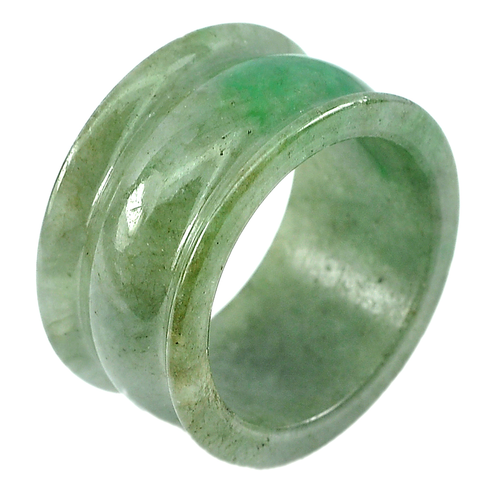 Unheated 36.43 Ct. Good Gemstone Natural Green Jade Ring Size 9.5