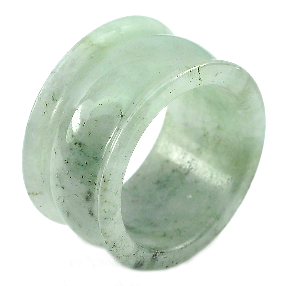Unheated 39.87 Ct. Nice Gemstone Natural Green White Jade Ring Size 10