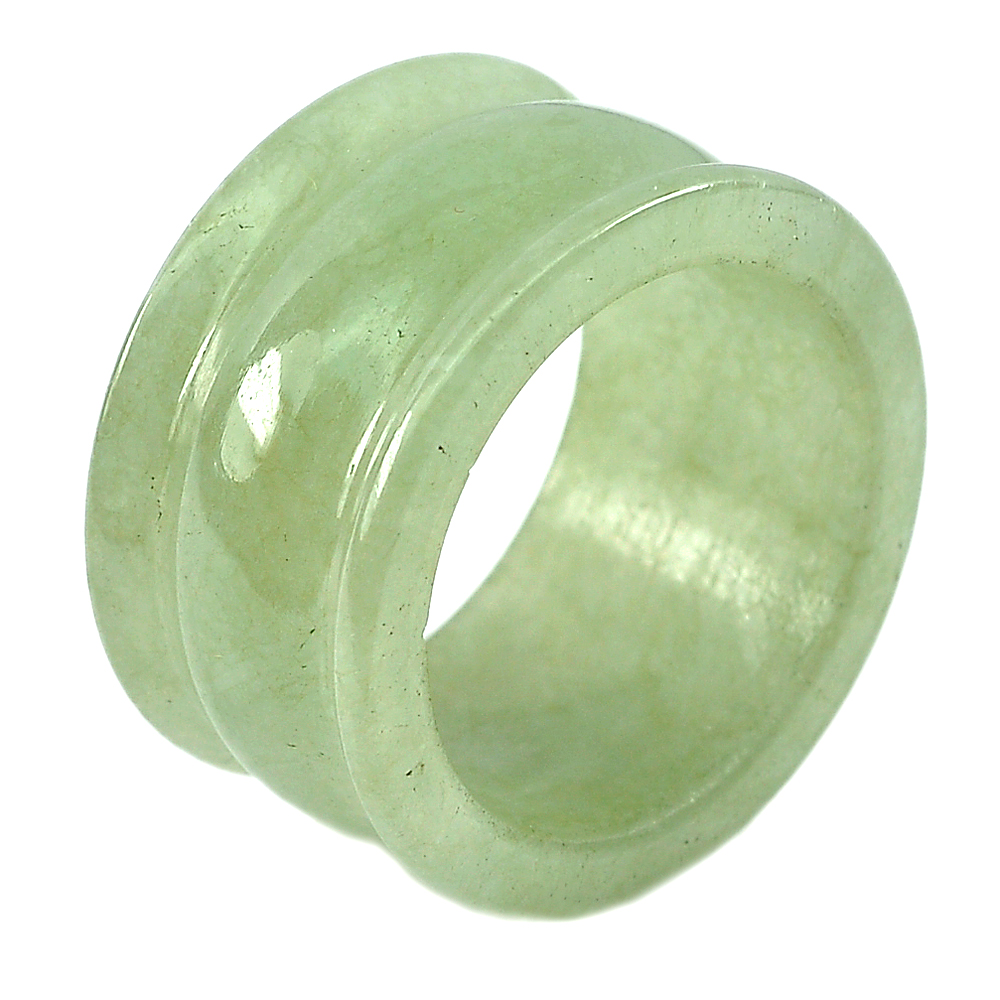 Unheated 40.77 Ct. Good Gemstone Natural Green Color Jade Ring Size 10 Thailand