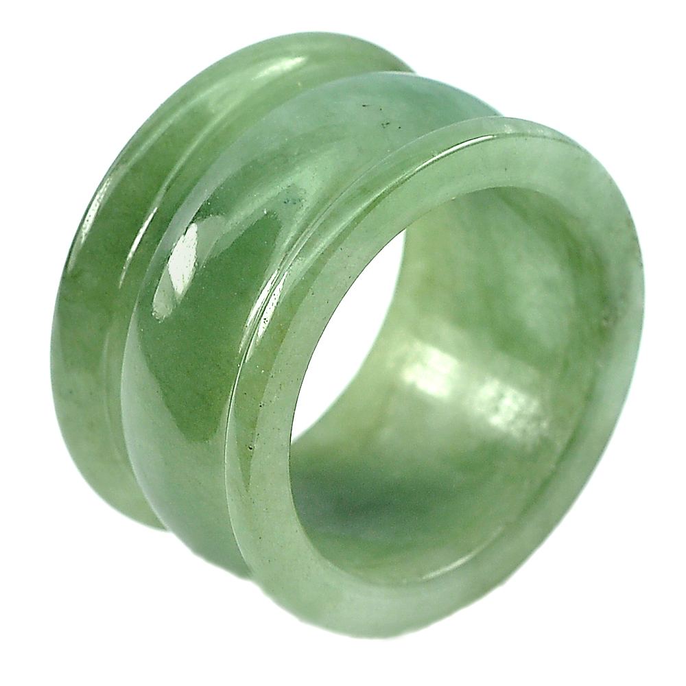 Unheated 40.68  Ct. Good Natural Gemstone Green Color Jade Ring Size 10