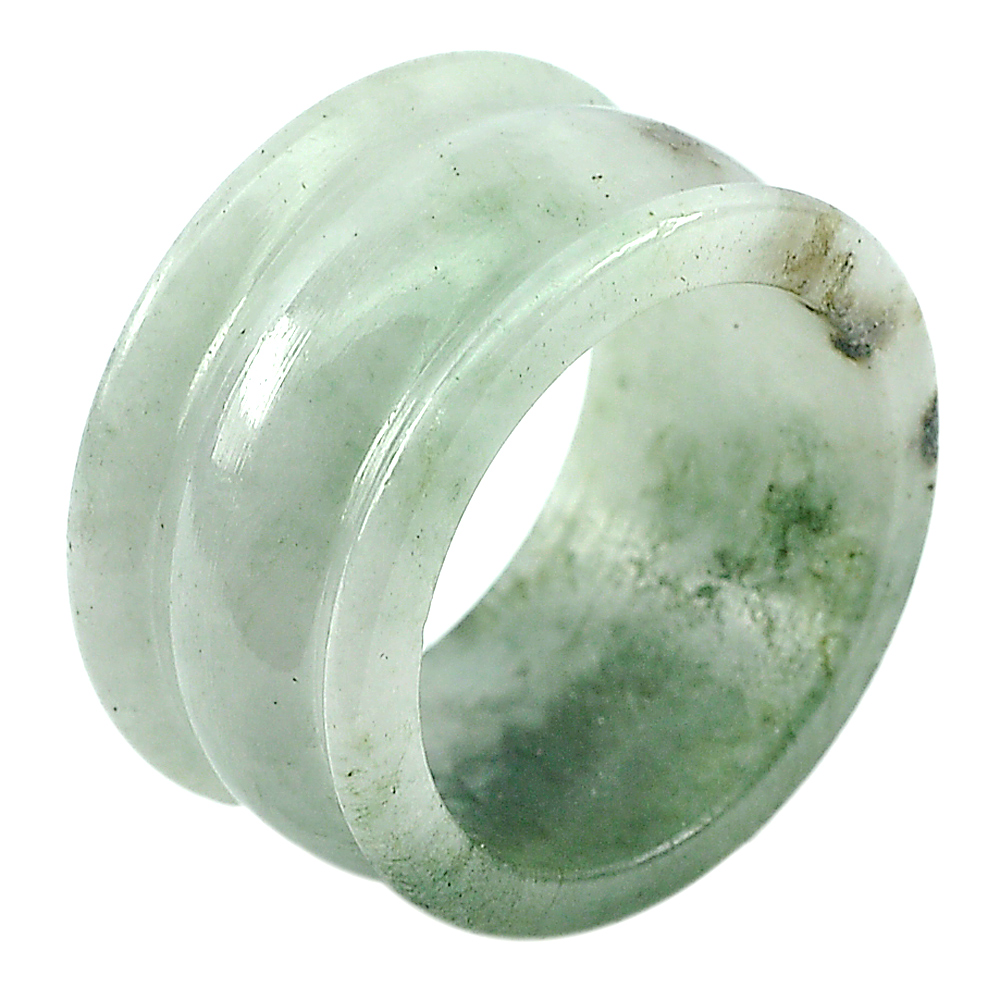 Unheated 41.21 Ct. Good Gemstone Natural Green White Jade Ring Size 10