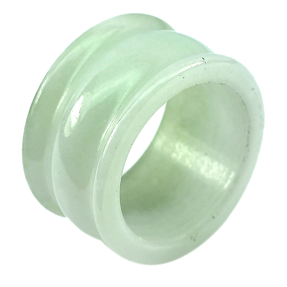 Unheated 42.29 Ct. Beautiful Gemstone Natural Green White Jade Ring Size 10