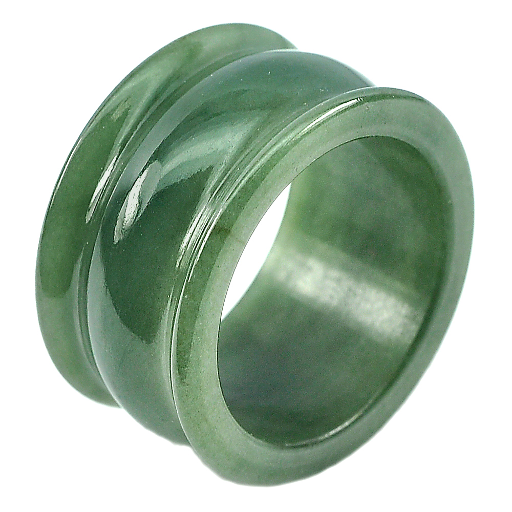 Unheated 39.03 Ct. Nice Natural Gemstone Green Color Jade Ring Size 10