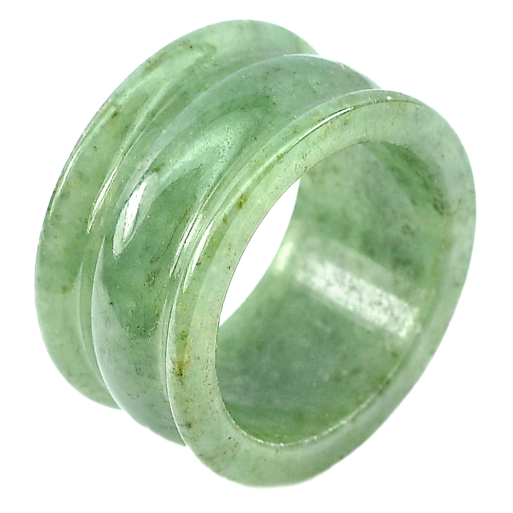 Unheated 40.32 Ct. Good Natural Gemstone Green Color Jade Ring Size 10