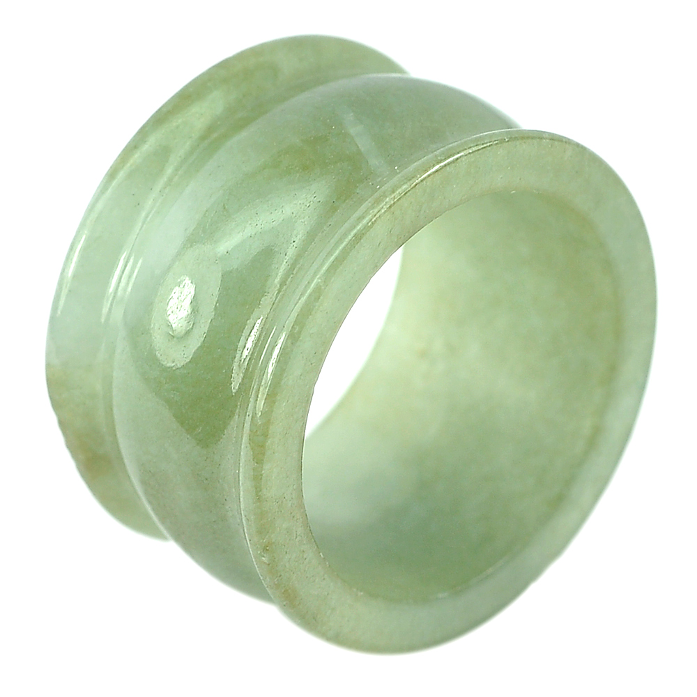 Unheated 42.89 Ct. Beautiful Natural Gemstone Green Color Jade Ring Size 10