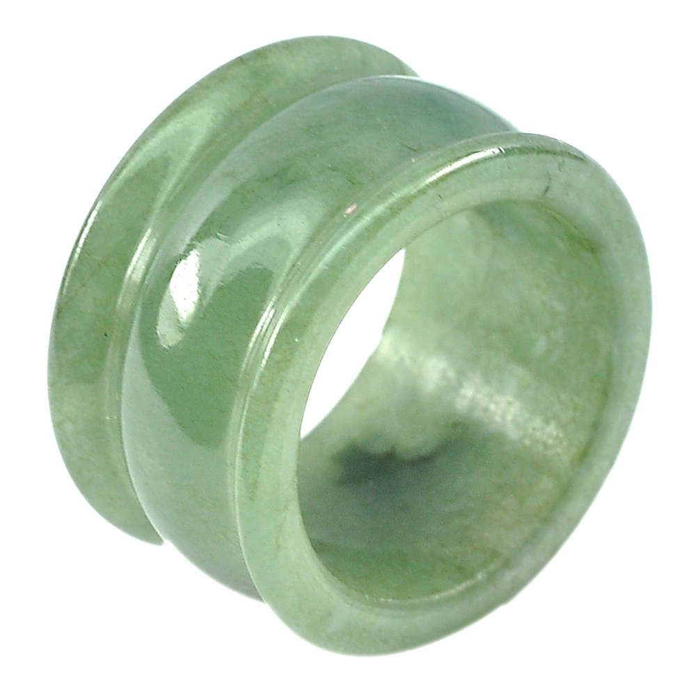Unheated 45.20 Ct. Lovely Gemstone Natural Green White Jade Ring Size 10