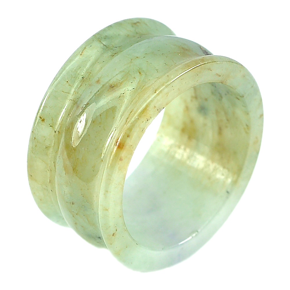 35.69 Ct. Natural Multi-Color Green Jade Ring Size 9.5 Unheated From Thailand
