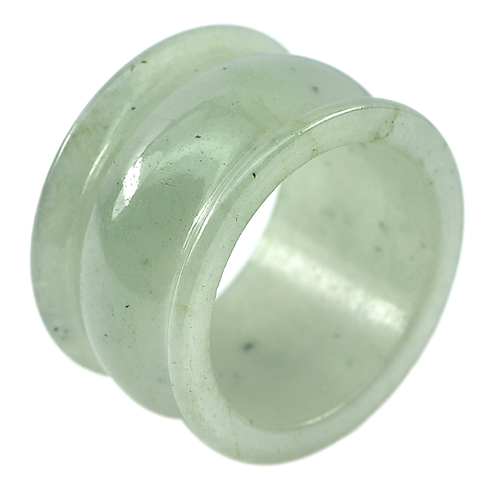 Unheated 41.65 Ct. Natural Gemstone Green White Jade Ring Size 9.5 From Thailand