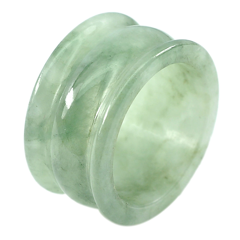 Unheated 39.77 Ct. Natural Gemstone Green White Jade Ring Size 9.5 From Thailand
