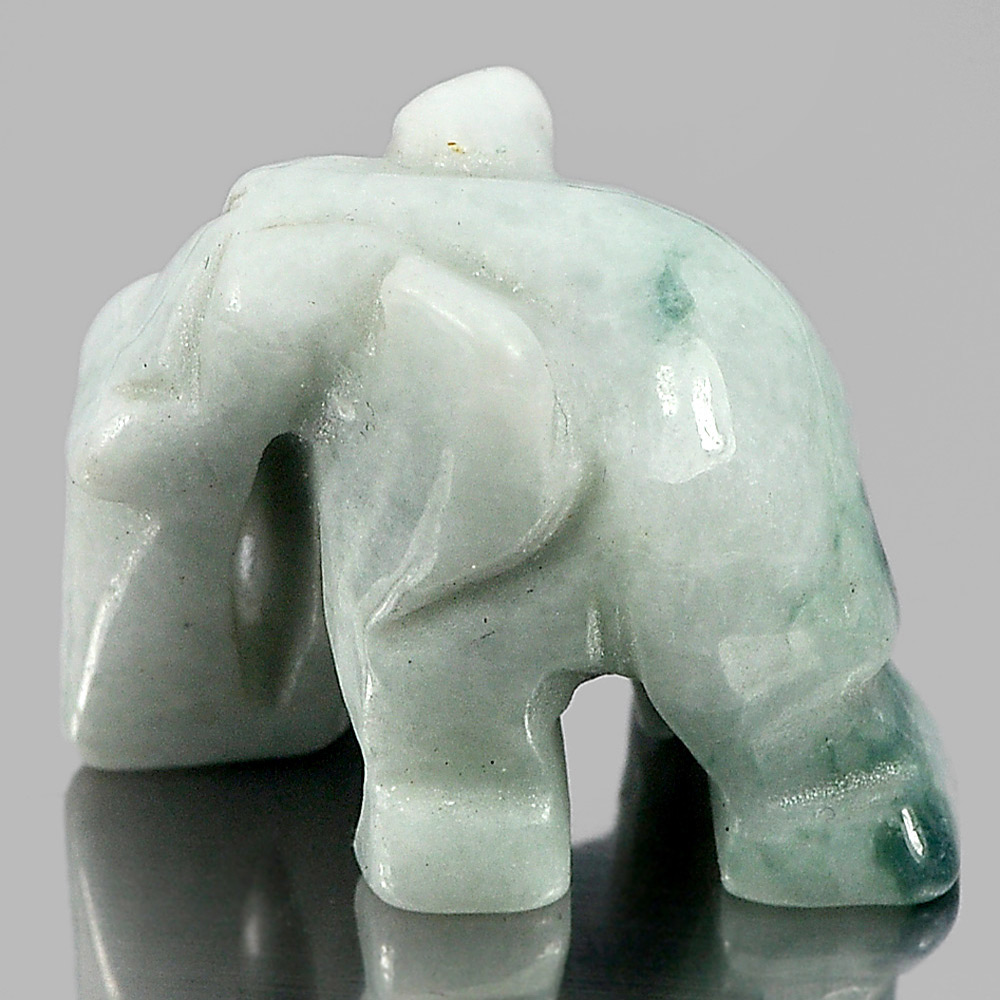 Unheated 53.84 Ct. Natural Gemstone Green White Jade Elephant Carving