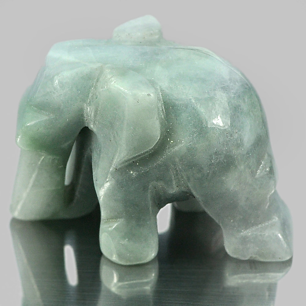 Green White Jade Elephant Carving 61.12 Ct. Natural Gemstone Unheated