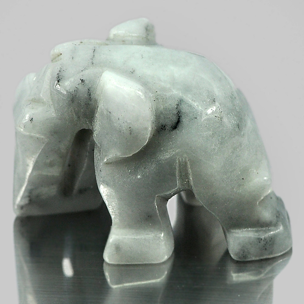 Unheated 57.18 Ct. Natural Gem Multi-Color Jade Elephant Carving 26 x 18 Mm.