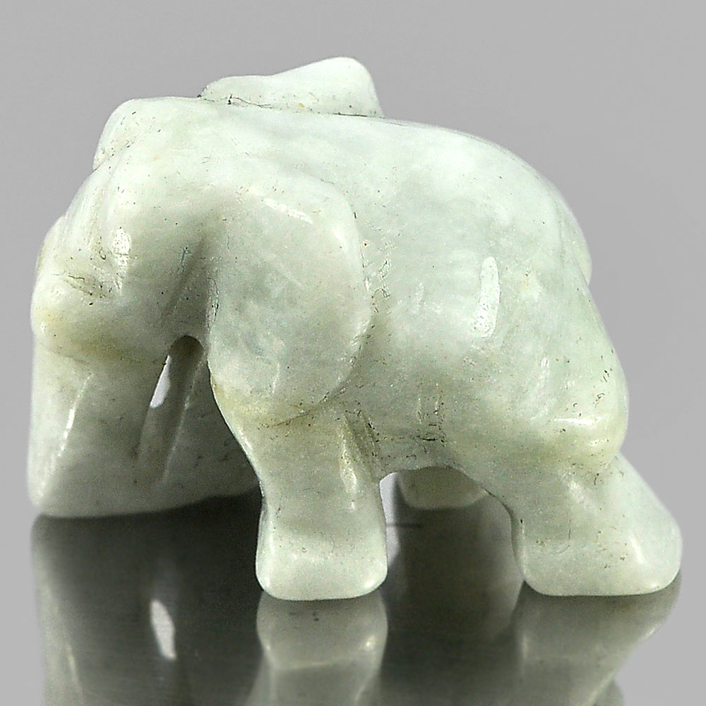 58.65 Ct. Natural Gemstone Green White Jade Elephant Carving Unheated