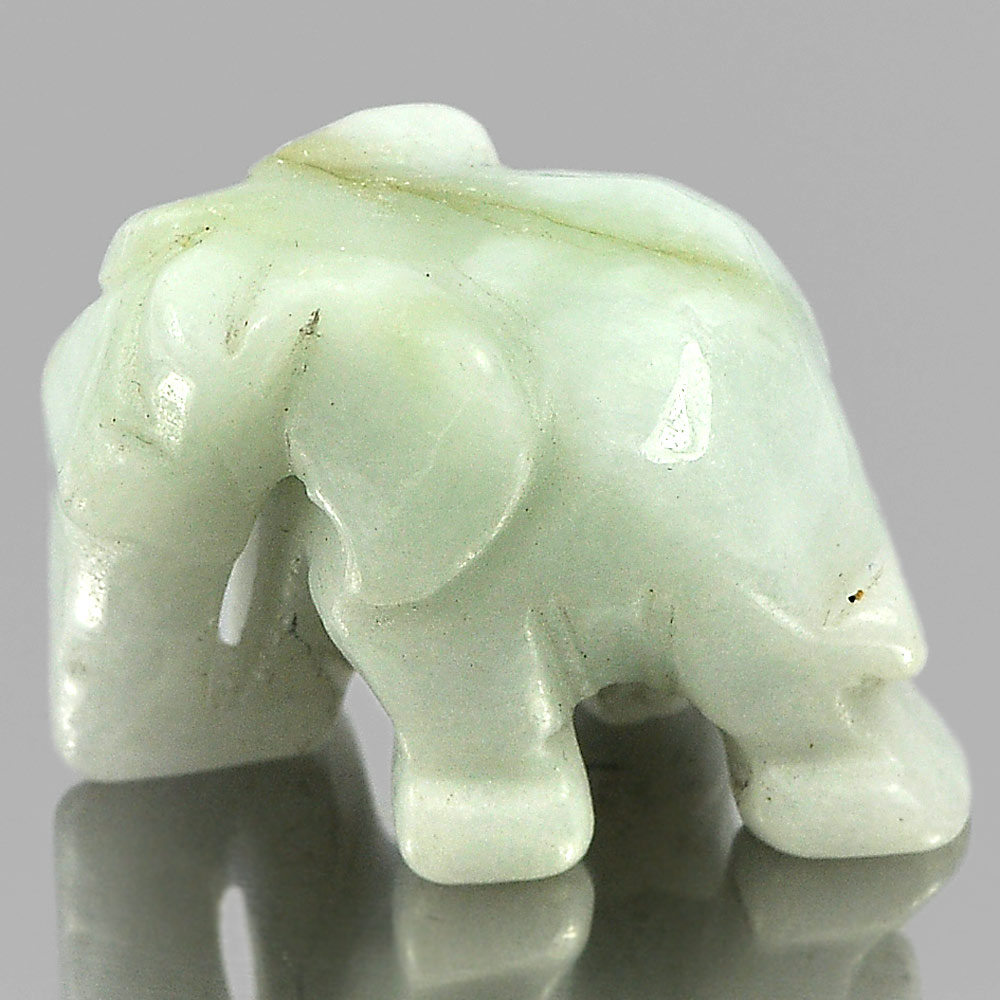 Green White Jade Elephant Carving 53.67 Ct. Natural Gemstone Unheated