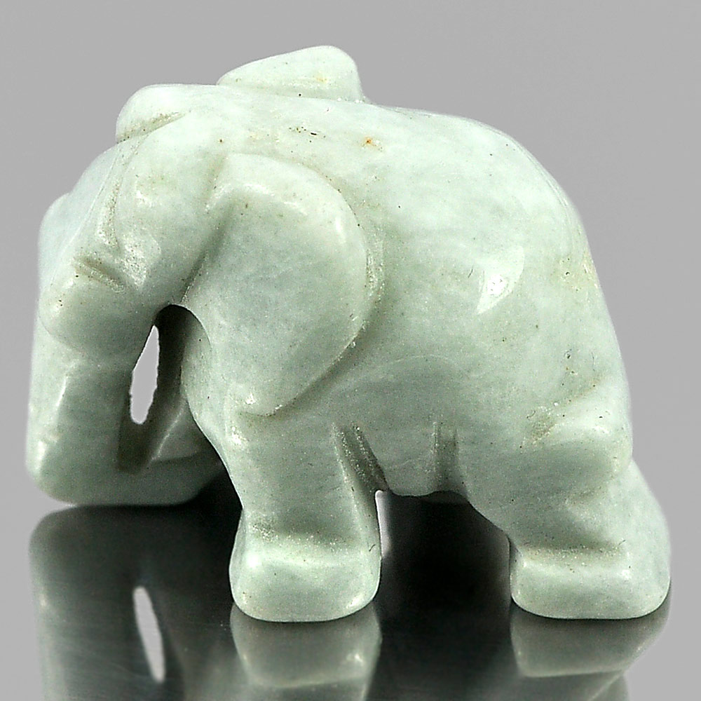 59.37 Ct. Natural Gemstone Green White Jade Elephant Carving Unheated