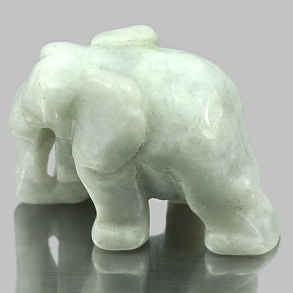 Green White Jade Elephant Carving  57.22 Ct. Natural Gemstone Unheated