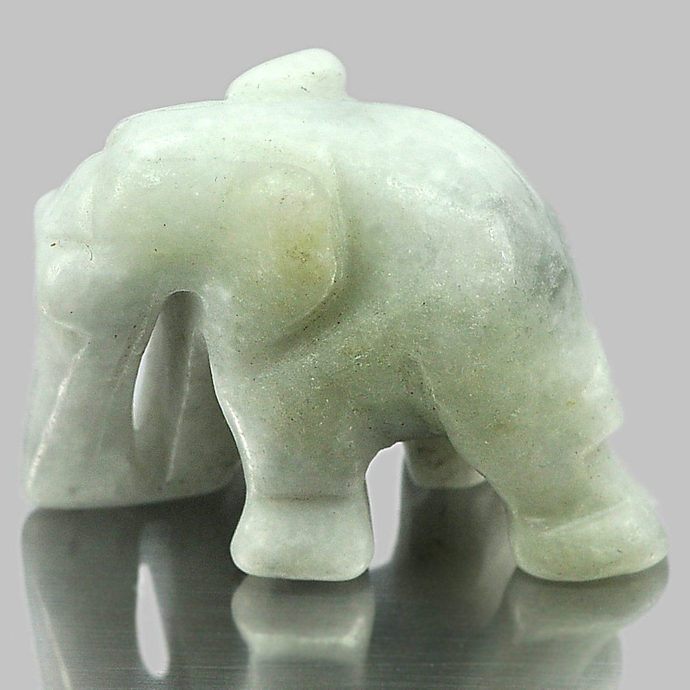 45.44 Ct. Natural Gemstone Green White Jade Elephant Carving Unheated