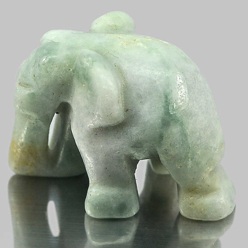Green White Jade Elephant Carving 51.66 Ct. Natural Gemstone Unheated