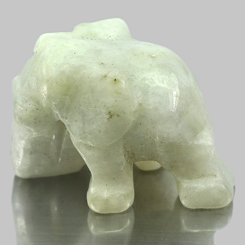 Unheated 69.58 Ct. Natural Gemstone White Green Jade Elephant Carving